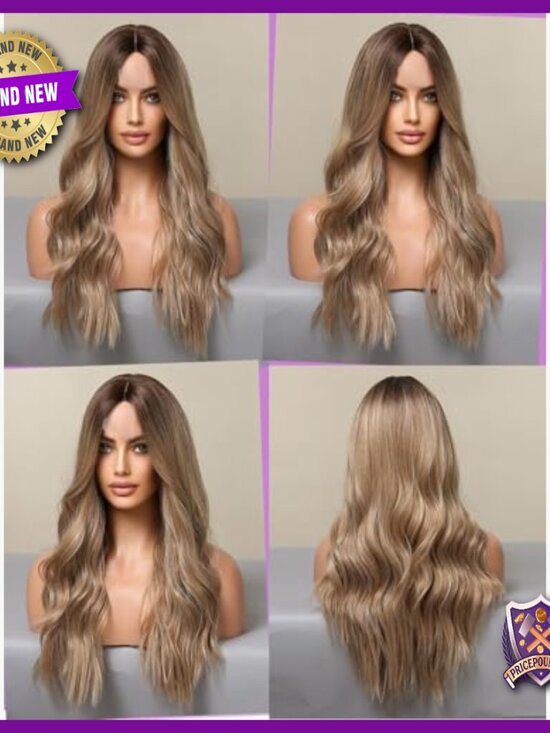 Heat Resistant Wavy Wig Middle Part Synthetic Hair for Women Daily Party main image 5
